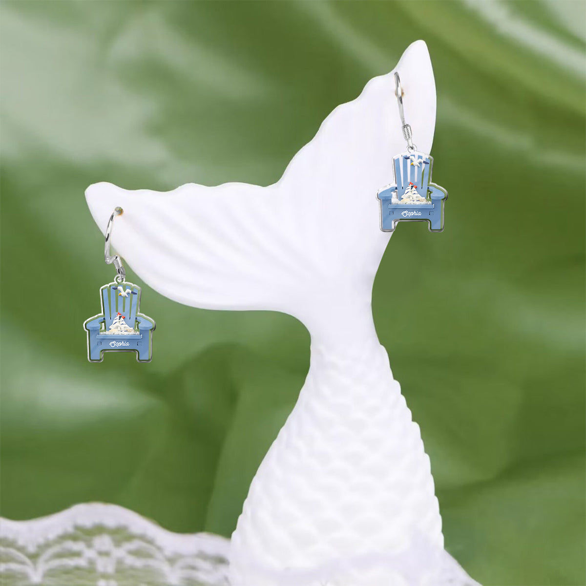 Chaise de plage - Boucles d'oreilles personnalisées pour amoureux de la mer