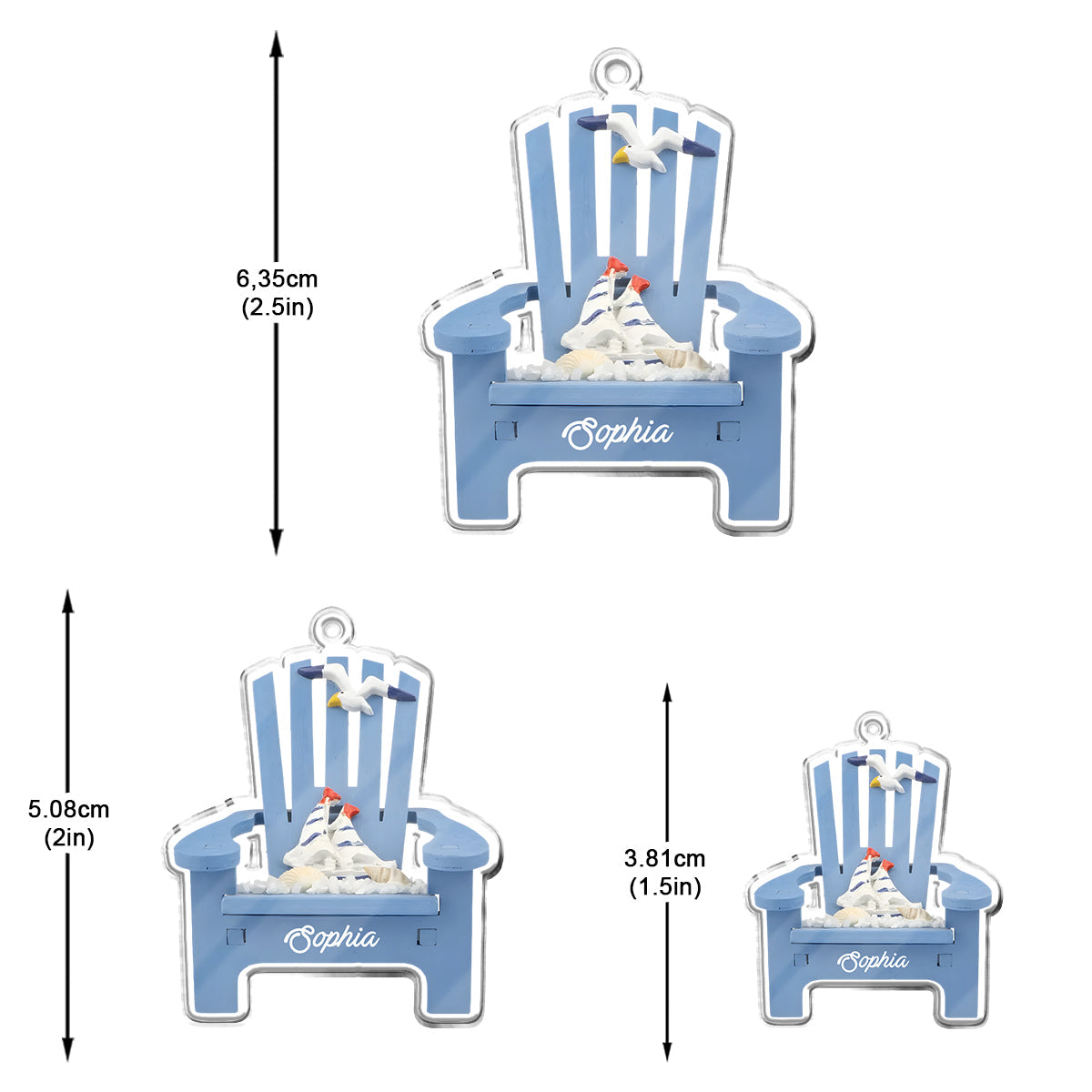 Chaise de plage - Boucles d'oreilles personnalisées pour amoureux de la mer