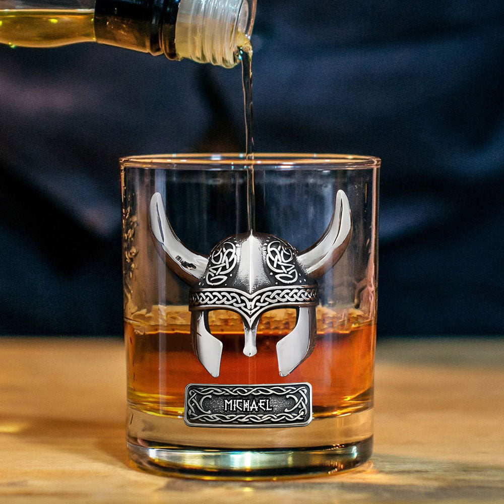 Vikings Drink Whiskey - Personalized Viking Whiskey Glass