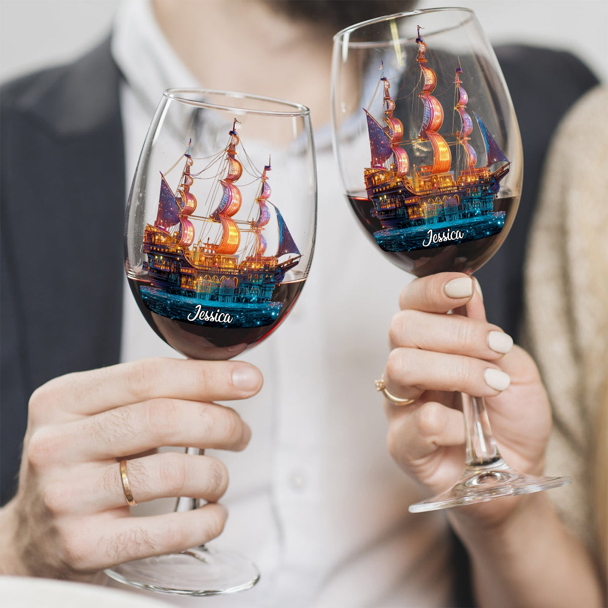 Magical Night - Personalized Boating Wine Glass With Long Stem