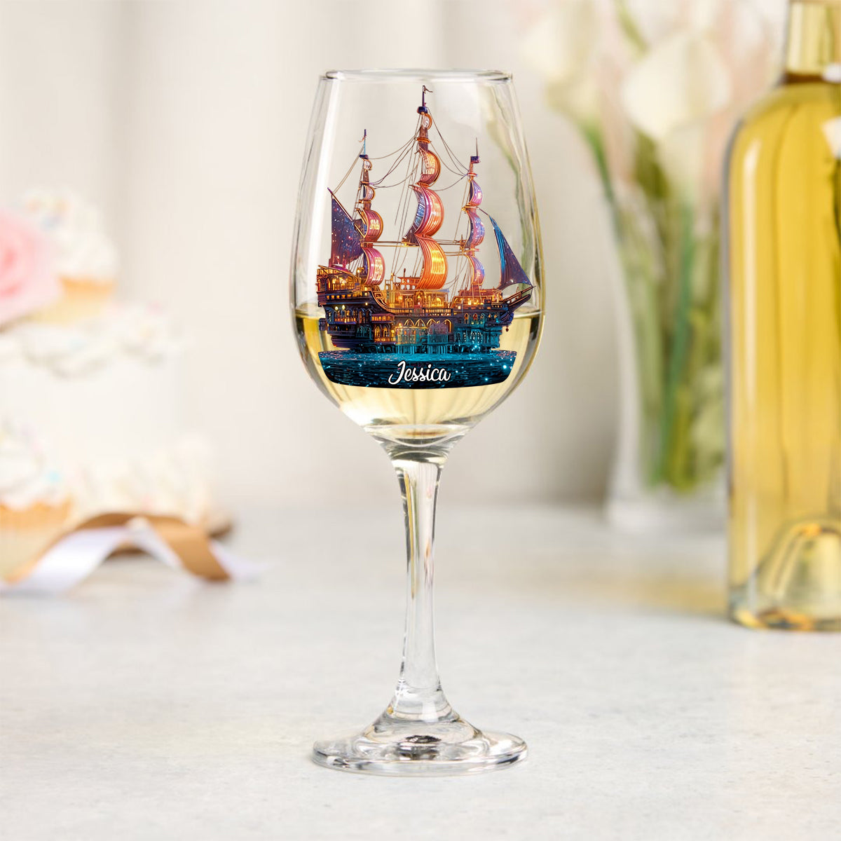 Magical Night - Personalized Boating Wine Glass With Long Stem