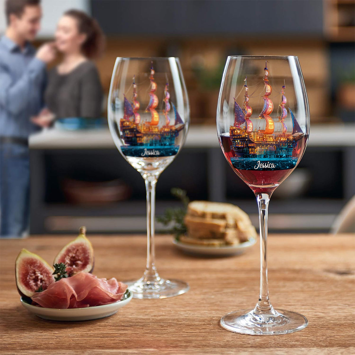 Magical Night - Personalized Boating Wine Glass With Long Stem