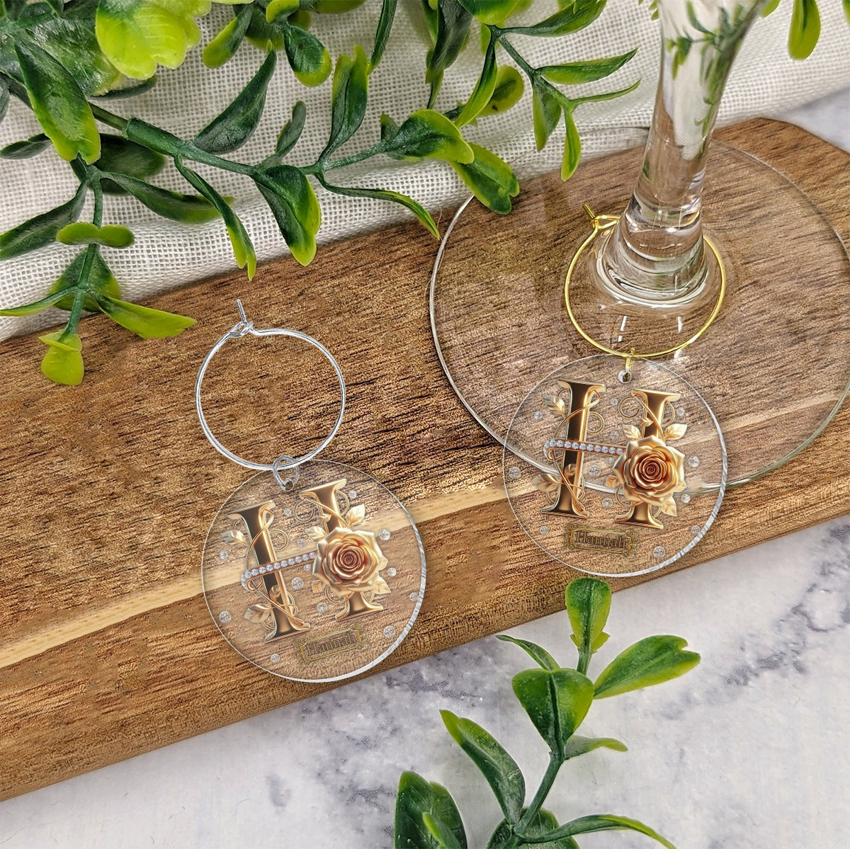 Initiale de l'alphabet pour les amateurs de vin - Verre à vin personnalisé à longue tige