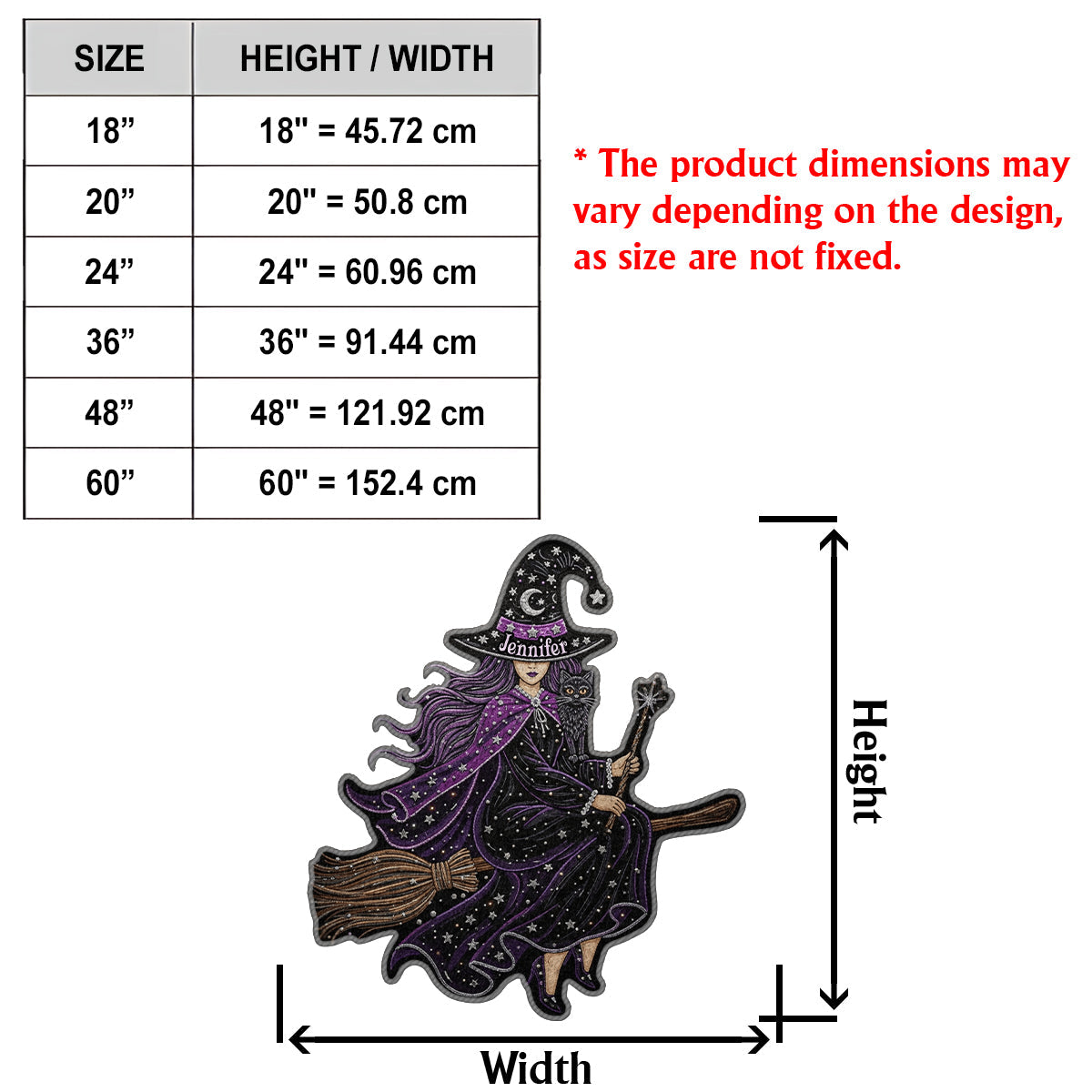 Tapis touffeté antidérapant personnalisé « Sorcière volante »