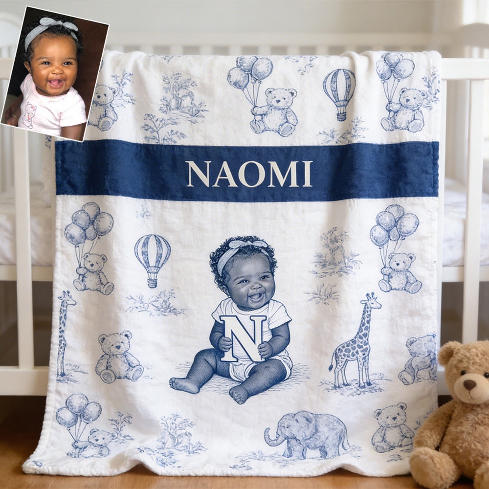 Couverture Enfant Personnalisée - Photo et Lettre au Choix