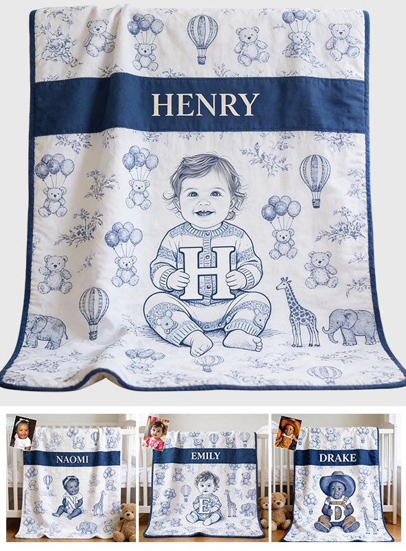 Couverture Enfant Personnalisée - Photo et Lettre au Choix
