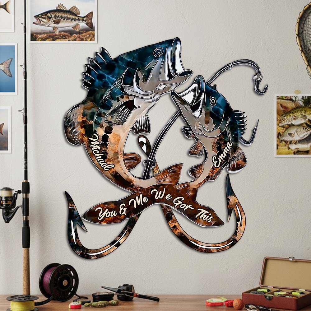 Nous pêchons pour la vie - Panneau métallique personnalisé découpé à la main