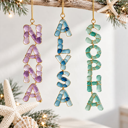Sea Glass Styled Ornament - Personalized Family Ornament