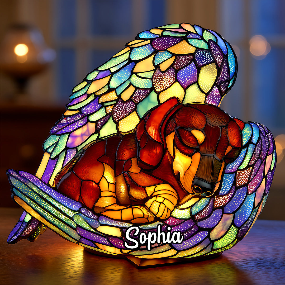 Sleeping Dachshund - Personalized Dachshund Acrylic LED Night Light