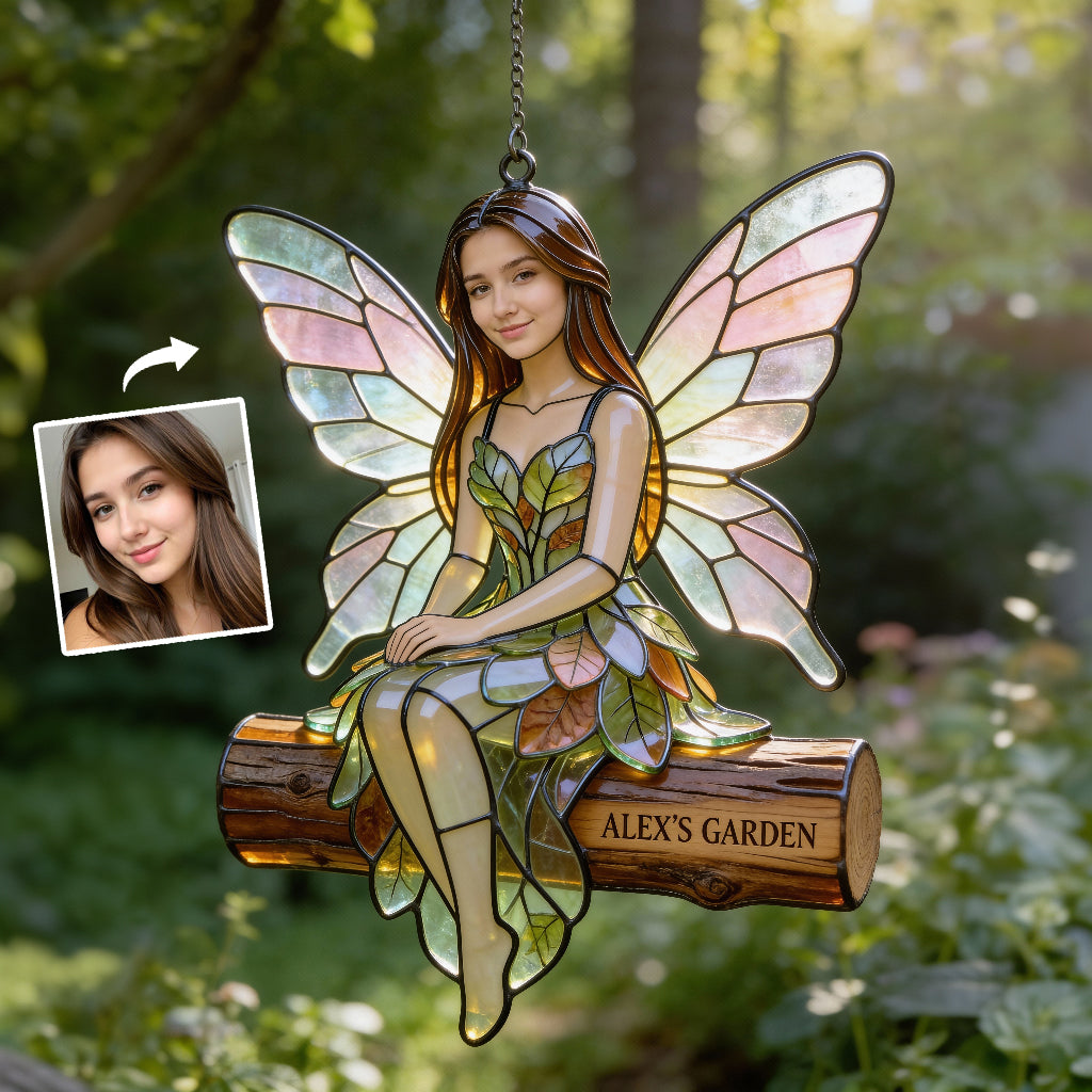 Custom Fairy Garden From Any Photo - Personalized Gardening Window Hanging Suncatcher Ornament