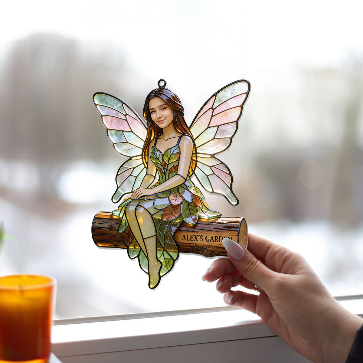 Custom Fairy Garden From Any Photo - Personalized Gardening Window Hanging Suncatcher Ornament