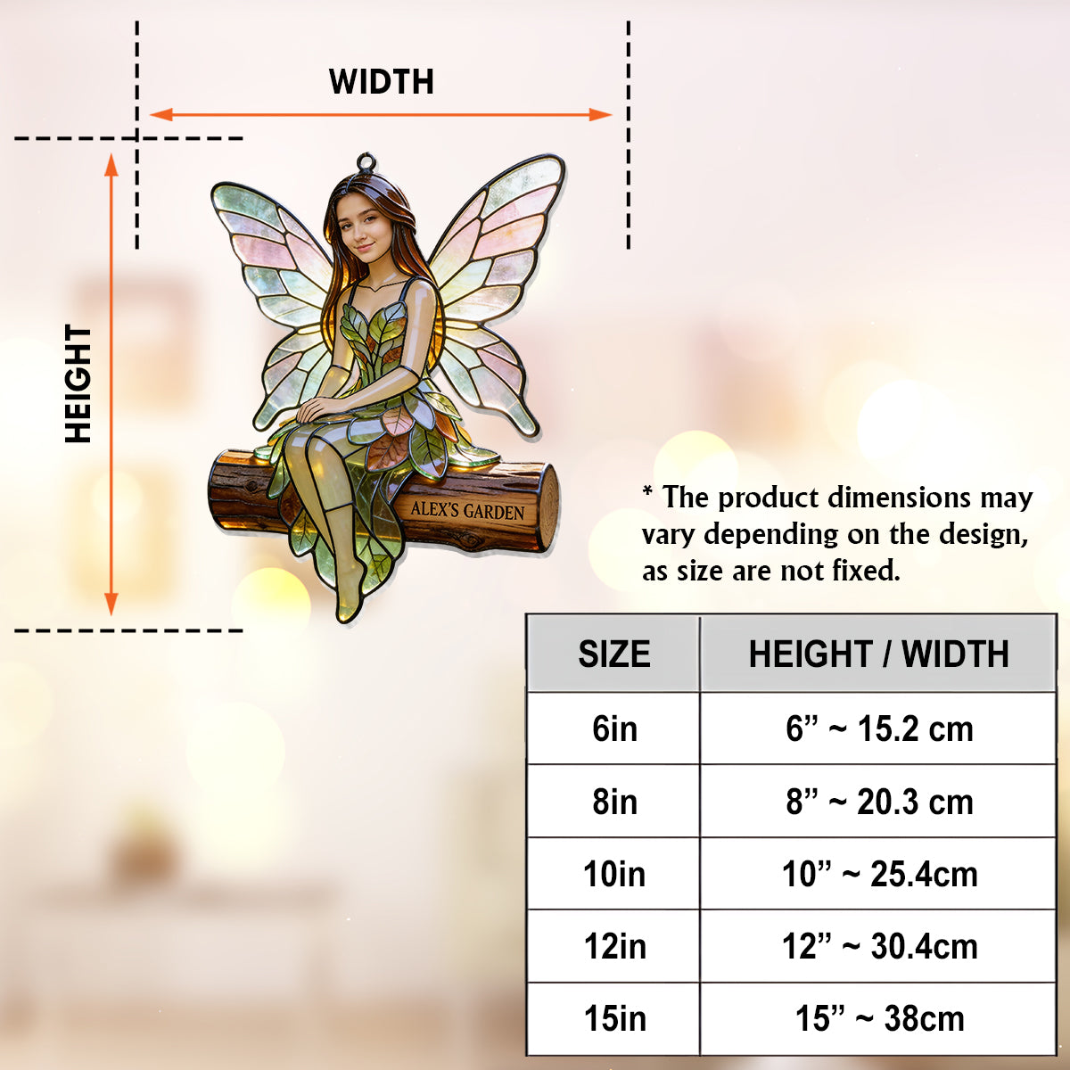 Custom Fairy Garden From Any Photo - Personalized Gardening Window Hanging Suncatcher Ornament