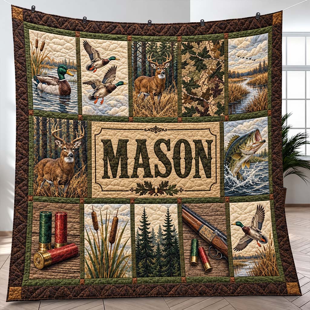 Love Hunting - Personalized Hunting Quilt