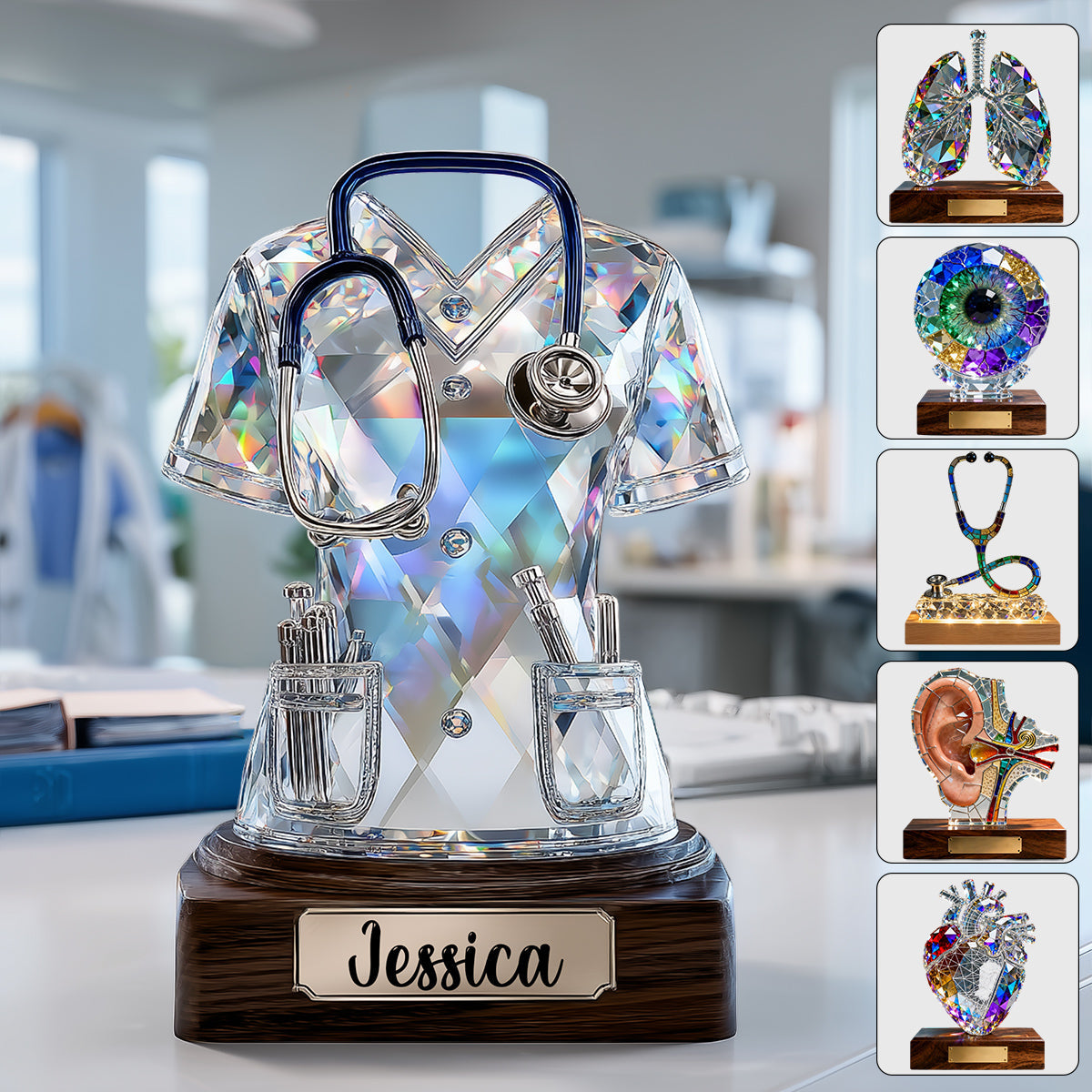 J'adore la vie d'infirmière - Plaque acrylique personnalisée en forme d'infirmière