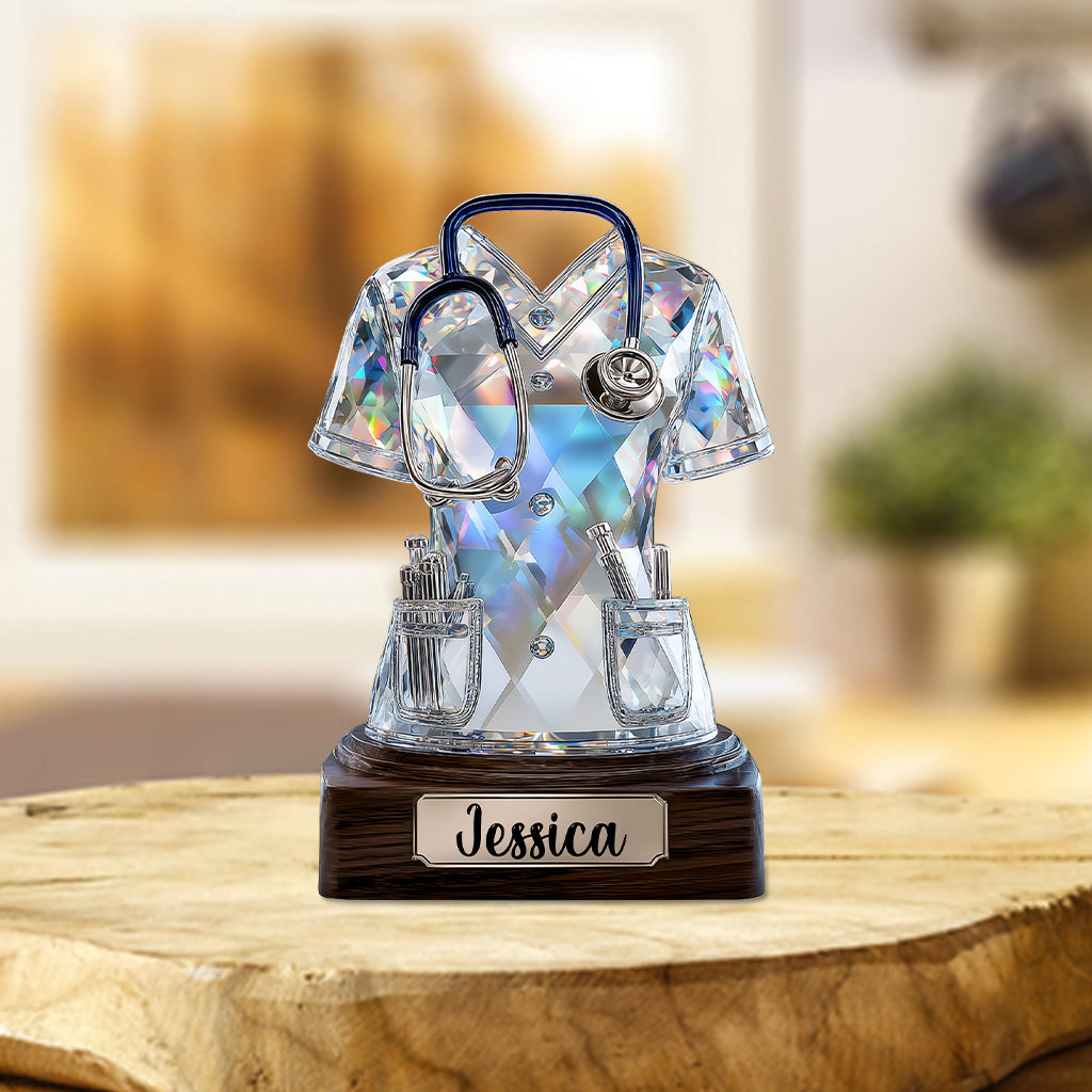 J'adore la vie d'infirmière - Plaque acrylique personnalisée en forme d'infirmière