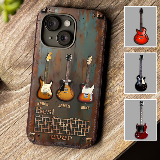 Meilleur papa guitariste du monde - Coque de téléphone personnalisée avec motif guitare