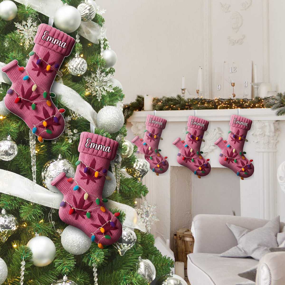 Joyeux Noël - Chaussette de Noël personnalisée en forme de mauvaise herbe