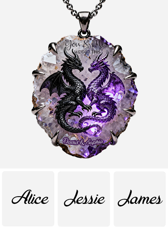 You & Me We Got This - Personalized Couple Shaped Metal Pendant Necklace