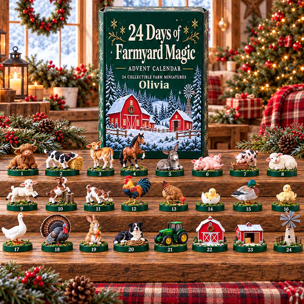 Christmas Farm - Personalized Farmer Advent Calendar With 3D Collectibles