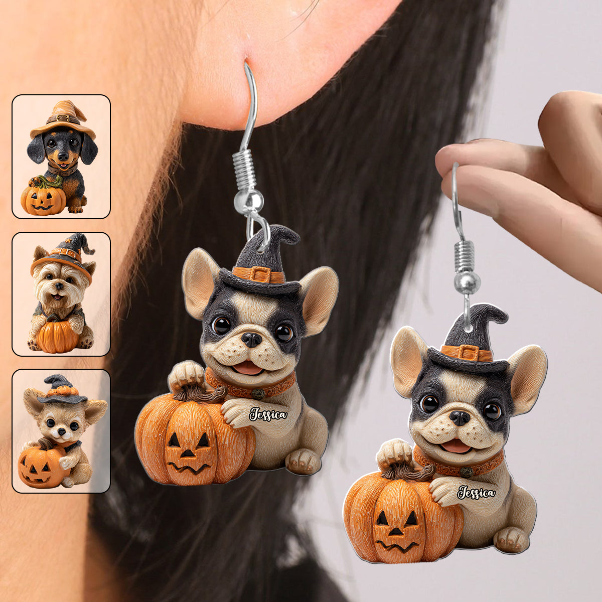 Que des friandises, pas de farces ! - Boucles d'oreilles personnalisées pour chiens