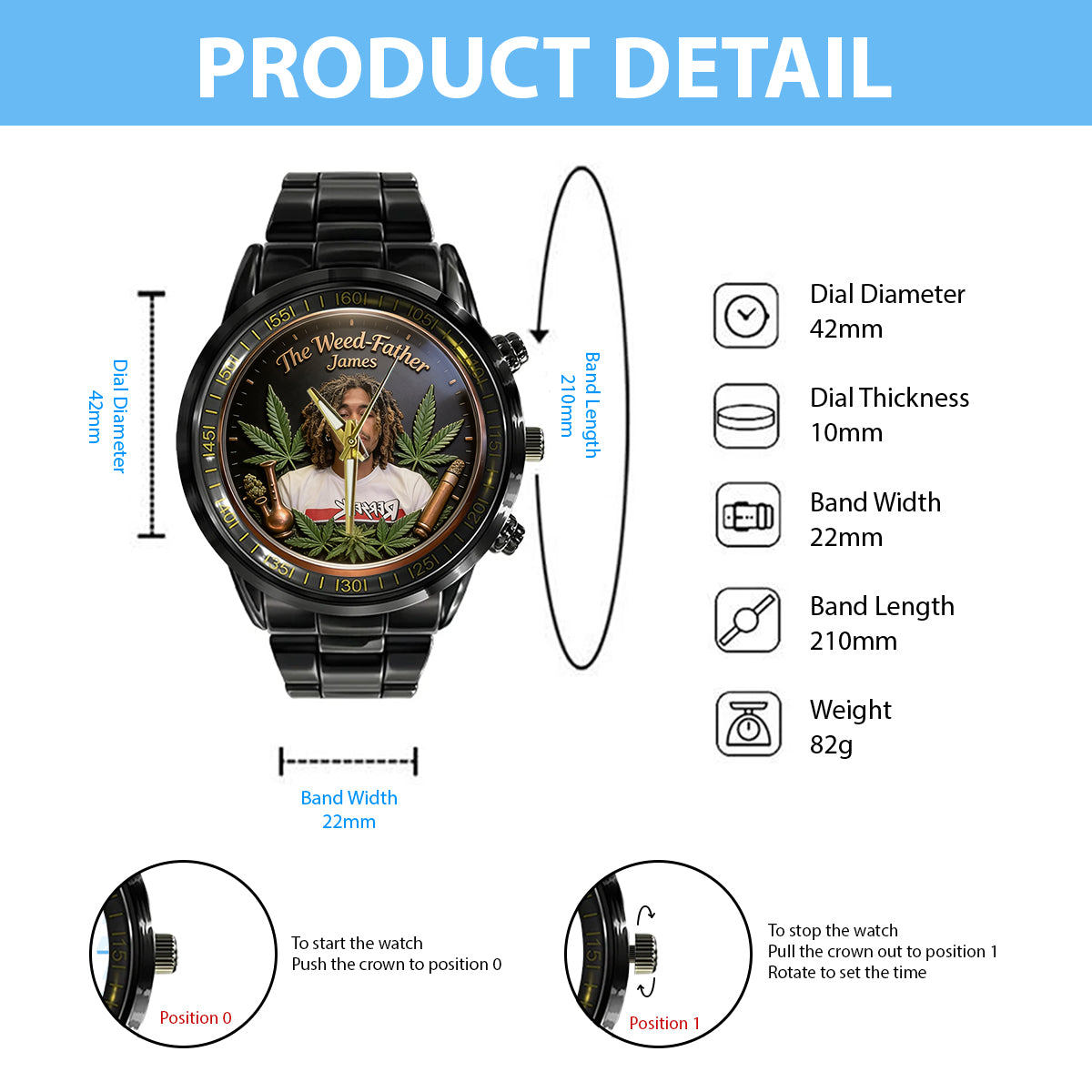 Le Papa le Plus Cool - Montre Personnalisée en Main