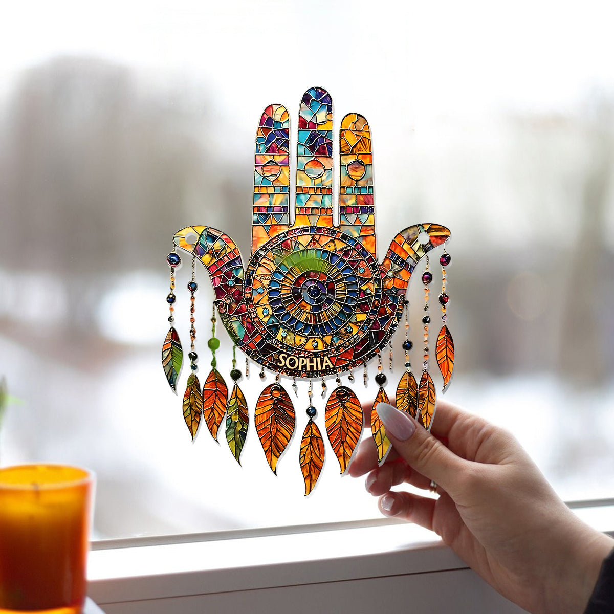 Bohemian Dream Catcher - Personalized Yoga Window Hanging Suncatcher Ornament