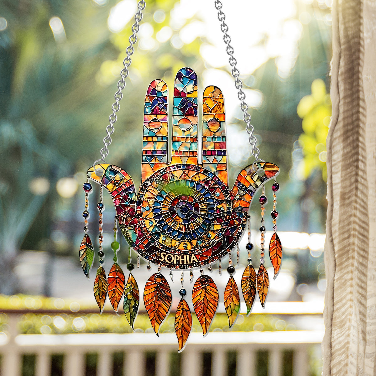 Bohemian Dream Catcher - Personalized Yoga Window Hanging Suncatcher Ornament