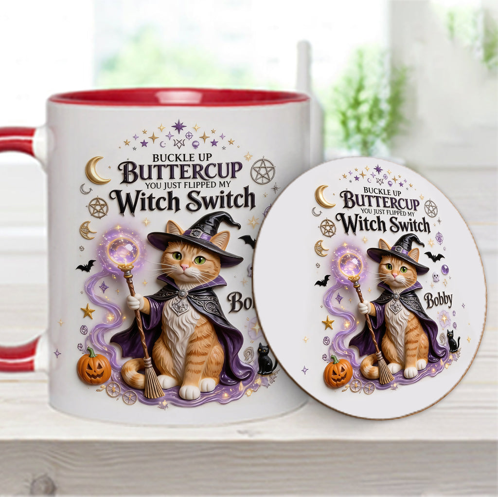 Cat Witch - Personalized Cat Accent Mug & Coaster
