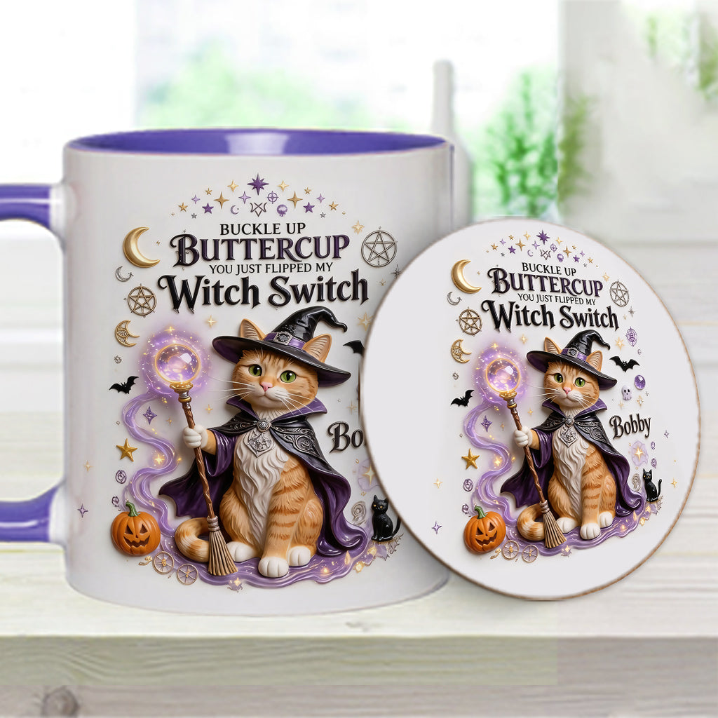 Cat Witch - Personalized Cat Accent Mug & Coaster