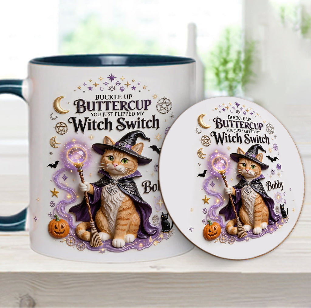Cat Witch - Personalized Cat Accent Mug & Coaster