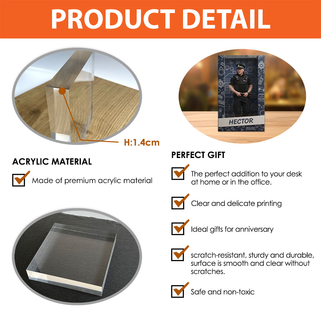 Plaque acrylique personnalisée avec photo - Motif policier sur mesure