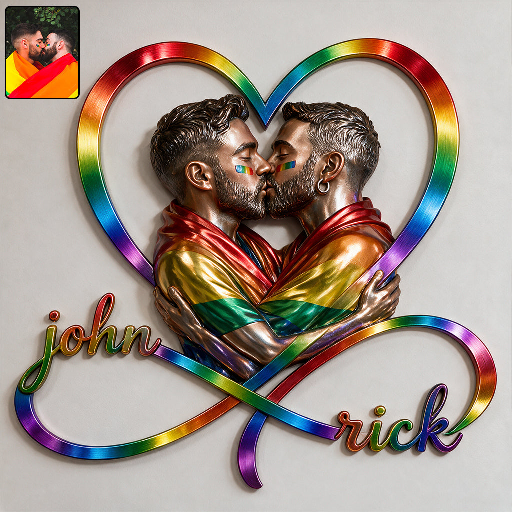 L'amour est l'amour - Panneau en métal découpé 3D personnalisé de soutien LGBT
