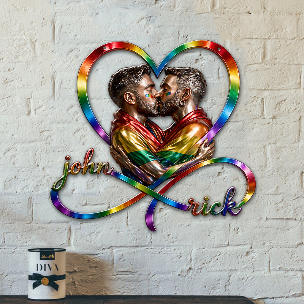 L'amour est l'amour - Panneau en métal découpé 3D personnalisé de soutien LGBT