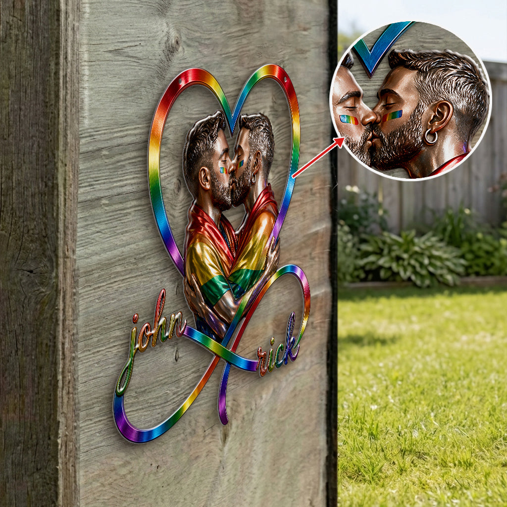 L'amour est l'amour - Panneau en métal découpé 3D personnalisé de soutien LGBT