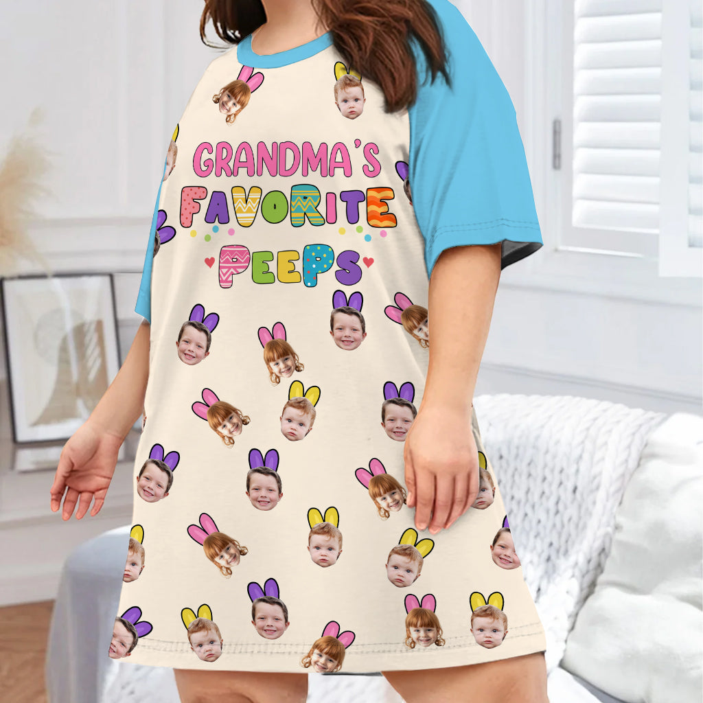 Grandma's Peeps - Personalized Kid Photo Sleep T-shirt Dress