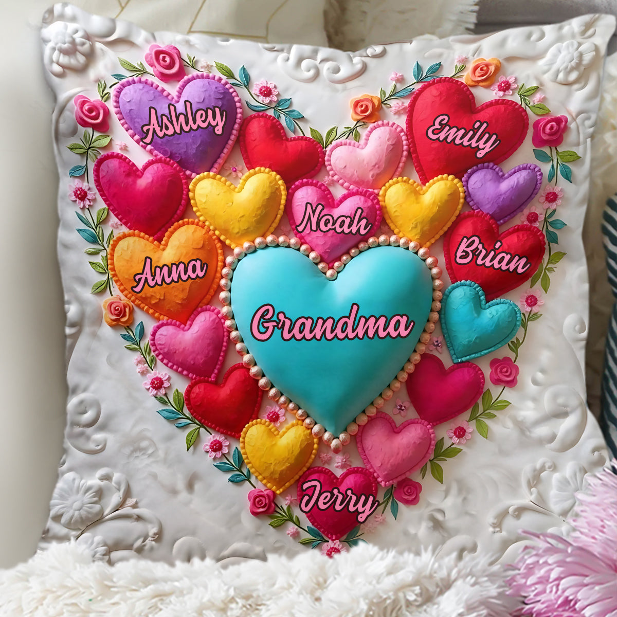 Best Grandma/ Mom Ever - Personalized Grandma Throw Pillow