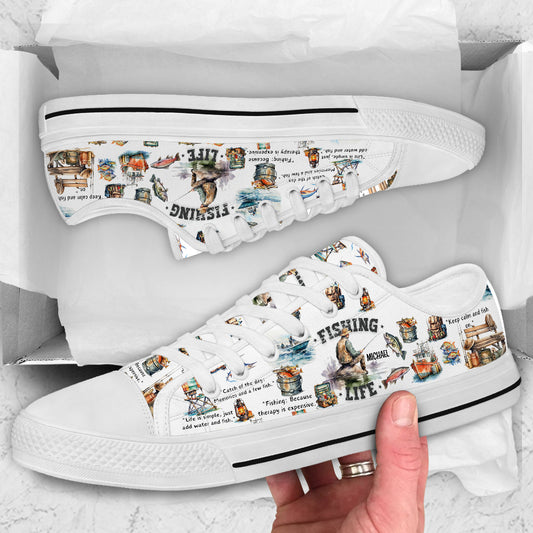 Love Fishing - Personalized Fishing Low Top Shoes