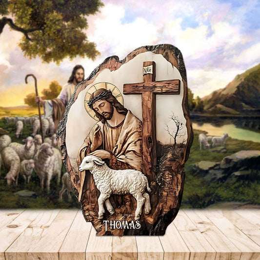 Croyez en Dieu - Plaque acrylique chrétienne personnalisée en forme de pièce