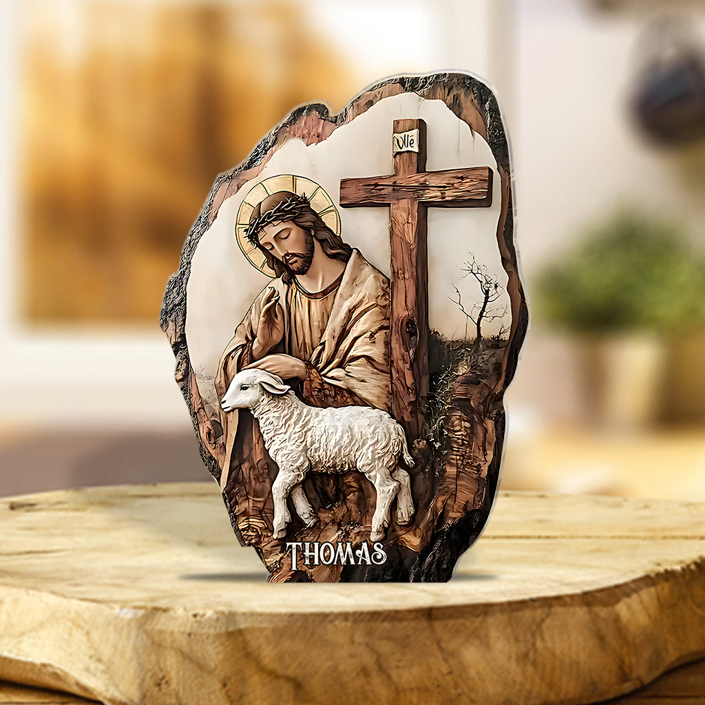 Croyez en Dieu - Plaque acrylique chrétienne personnalisée en forme de pièce