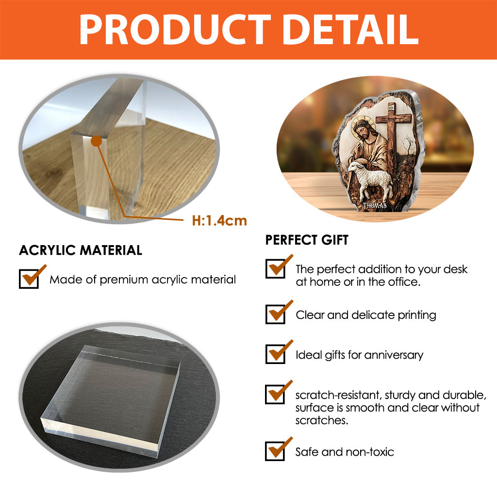 Croyez en Dieu - Plaque acrylique chrétienne personnalisée en forme de pièce