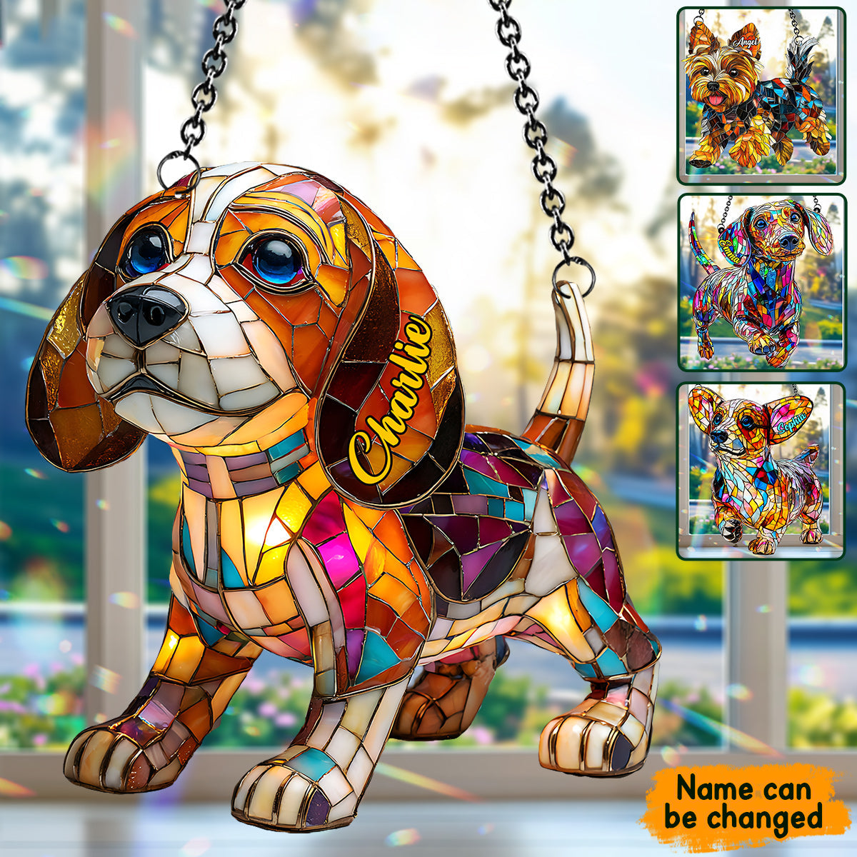 J'aime mon chien - Décoration attrape-soleil personnalisée à suspendre à la fenêtre 