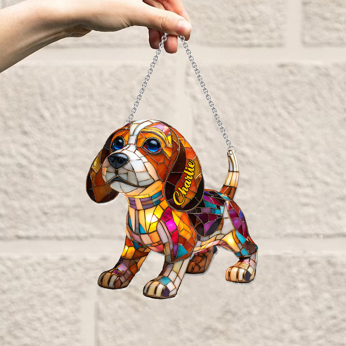 J'aime mon chien - Décoration attrape-soleil personnalisée à suspendre à la fenêtre 