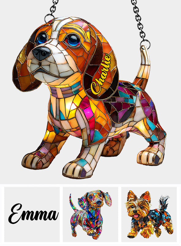 J'aime mon chien - Décoration attrape-soleil personnalisée à suspendre à la fenêtre 
