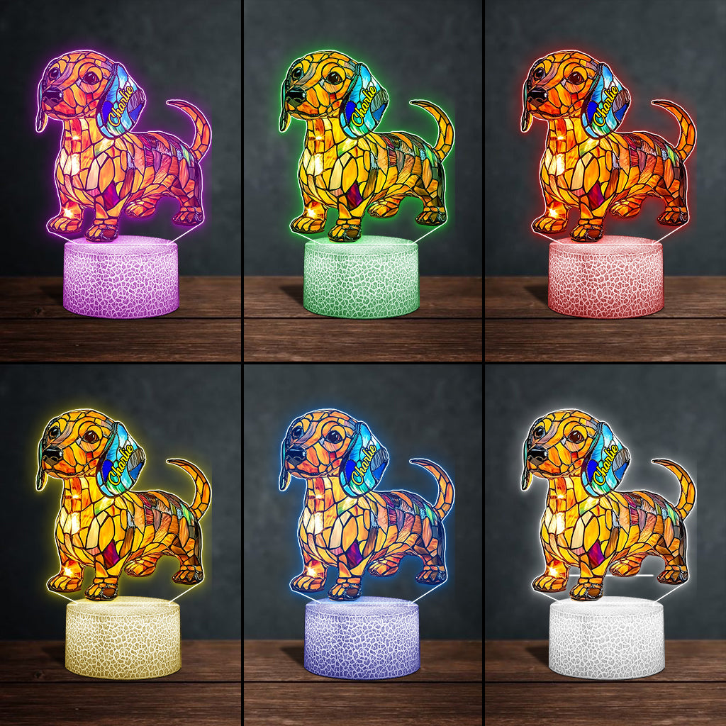 J'aime mon chien - Plaque lumineuse personnalisée en forme de teckel