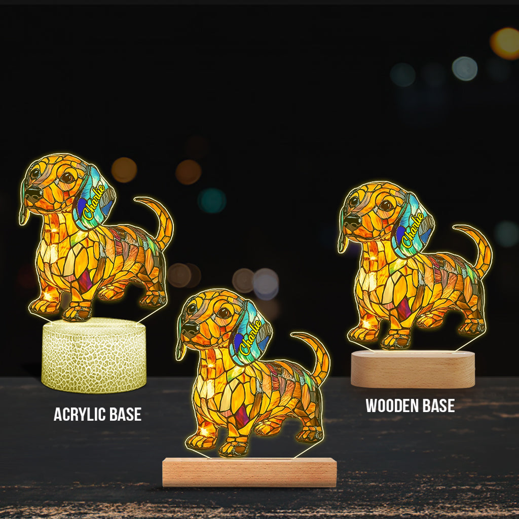 J'aime mon chien - Plaque lumineuse personnalisée en forme de teckel