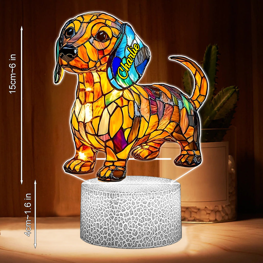 J'aime mon chien - Plaque lumineuse personnalisée en forme de teckel