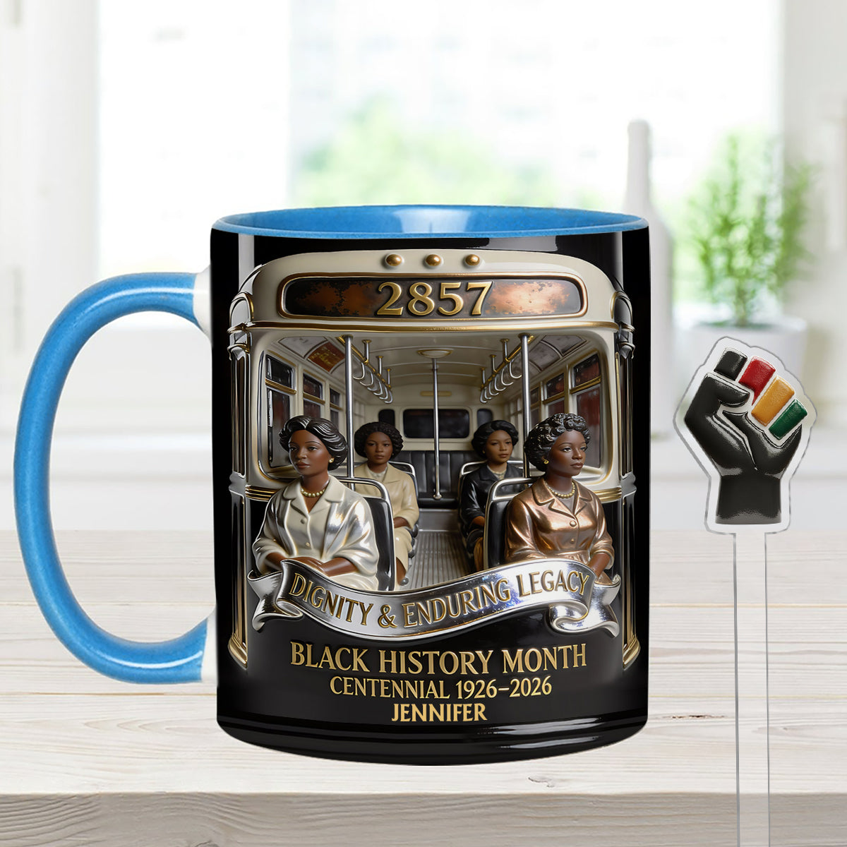 Black History Month - Personalized African American Set Accent Mug with Acrylic Stirrers