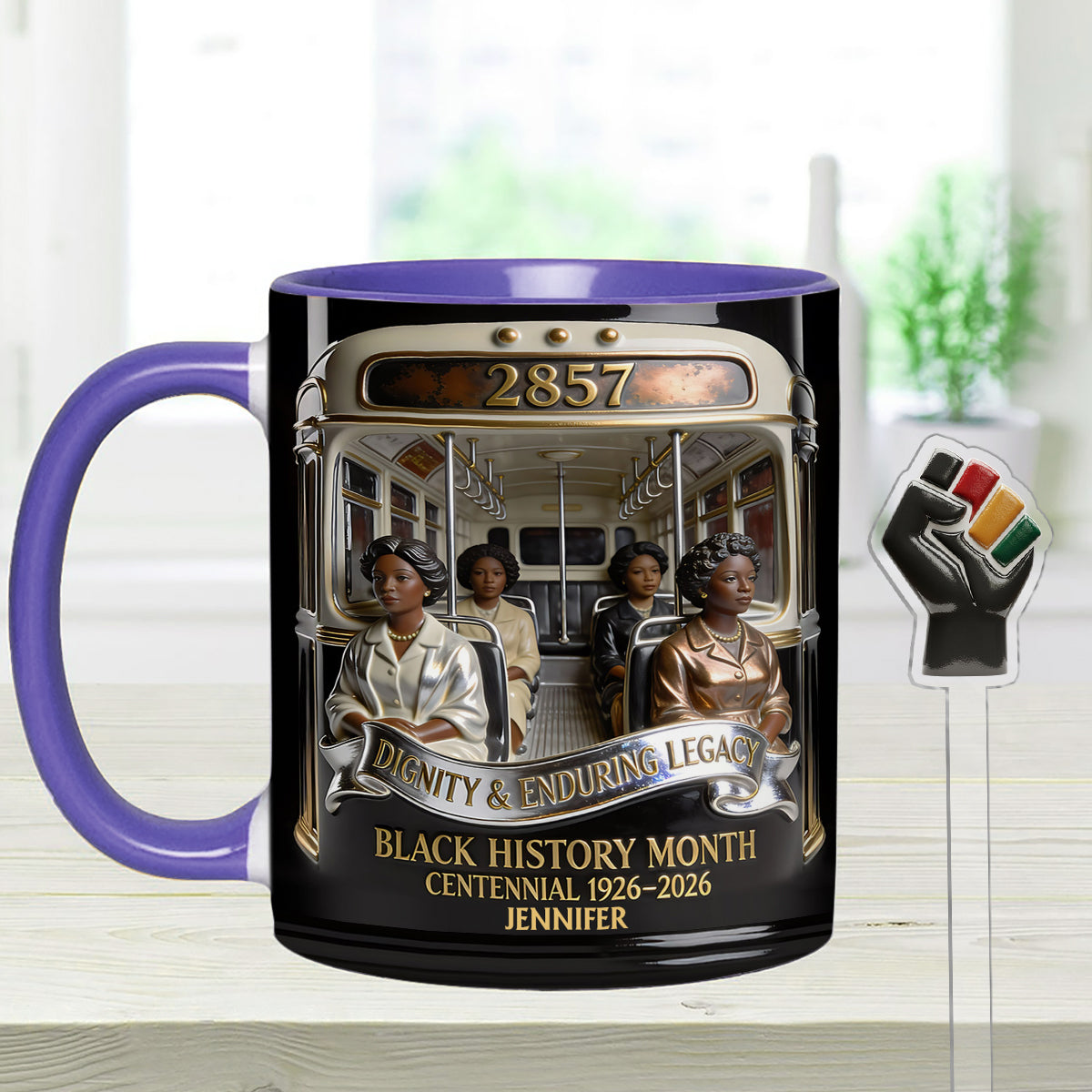 Black History Month - Personalized African American Set Accent Mug with Acrylic Stirrers
