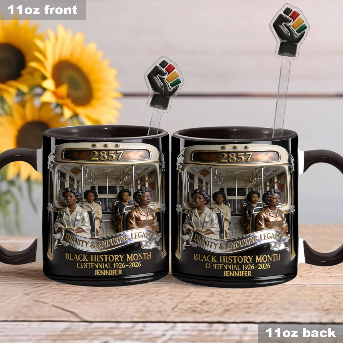 Black History Month - Personalized African American Set Accent Mug with Acrylic Stirrers