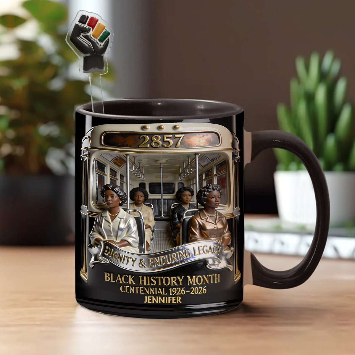 Black History Month - Personalized African American Set Accent Mug with Acrylic Stirrers